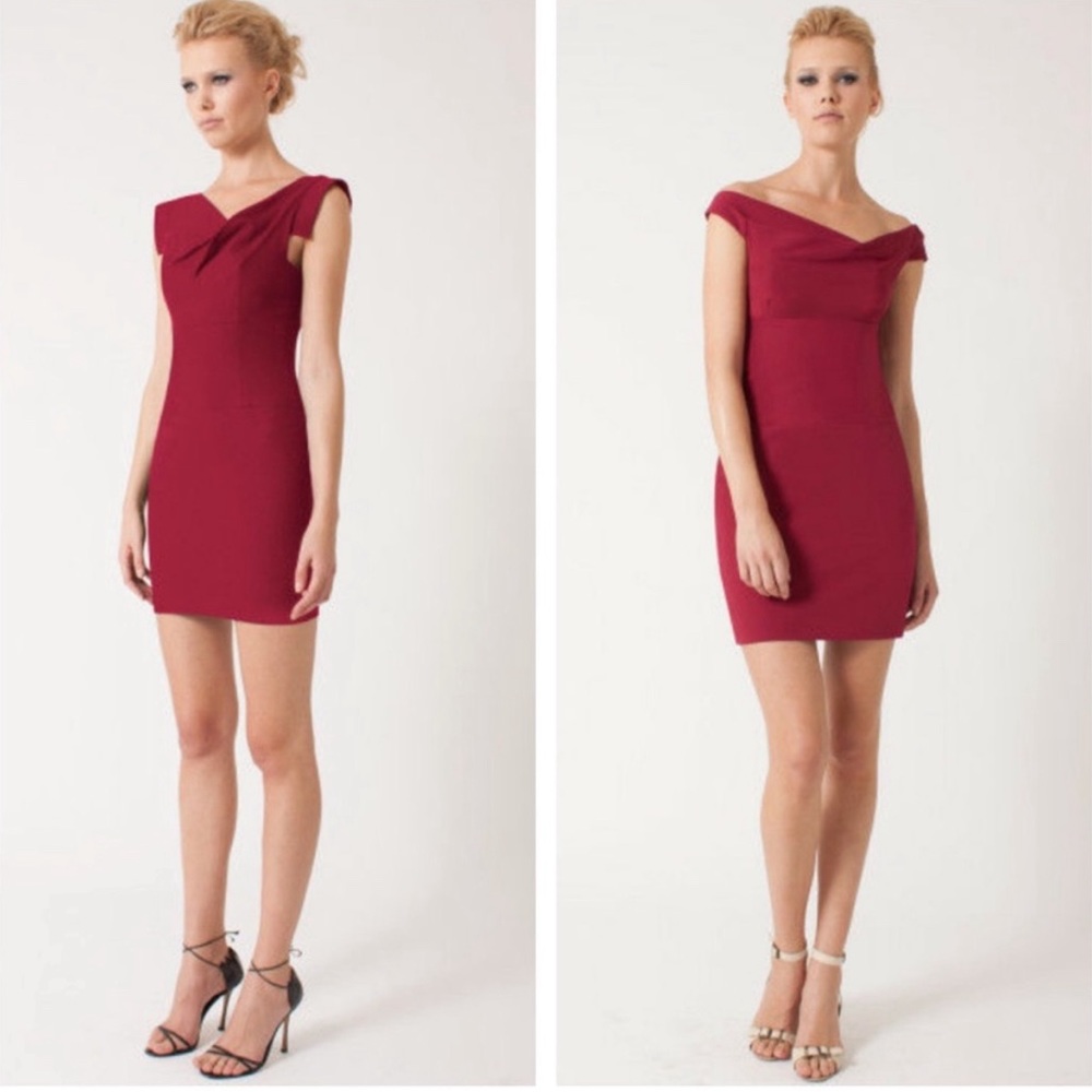 BLACK HALO Jackie mini dress deep red wine maroon